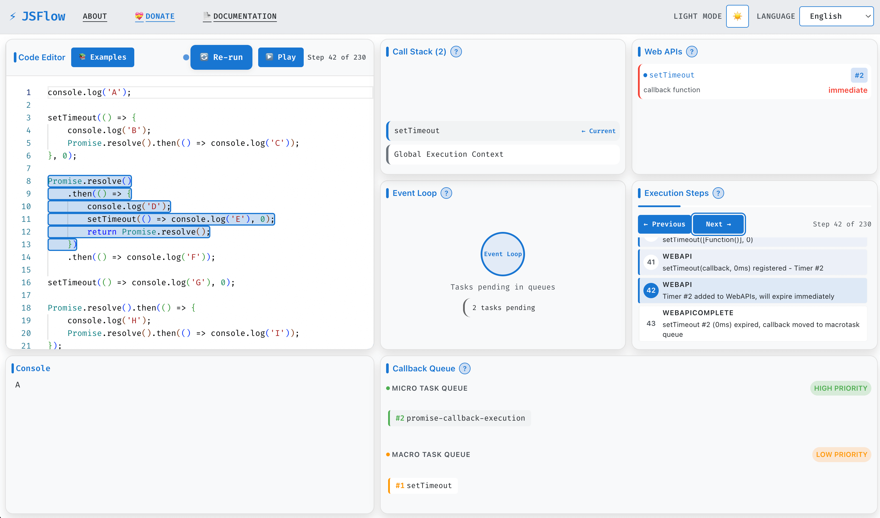 Jsflow javascript runtime visualizer learn event loop call stack